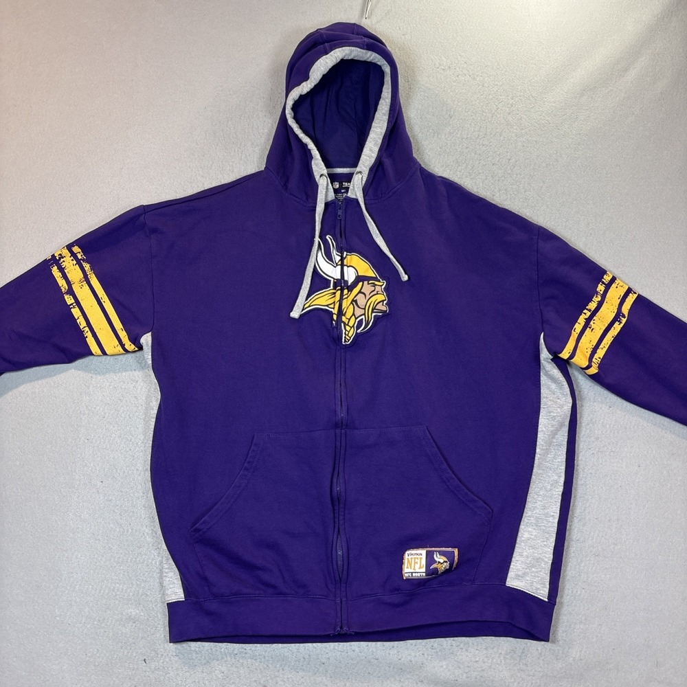 NFL Minnesota Vikings Purple Gold Team Apparel Zip Up Hoodie Sweatshirt Size 5XT